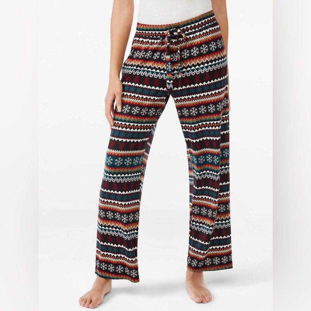 NWT Joyspun Knit Sleep Pants Christmas Snowflake PJ Sleep pants D4